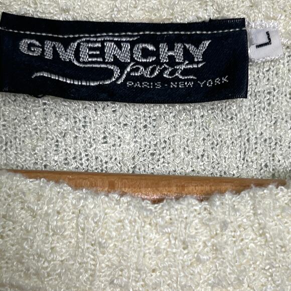 Vintage Givenchy Sport Knit Jacket Cream Short Sleeve Sweater Set Size Large - Picture 11 of 12